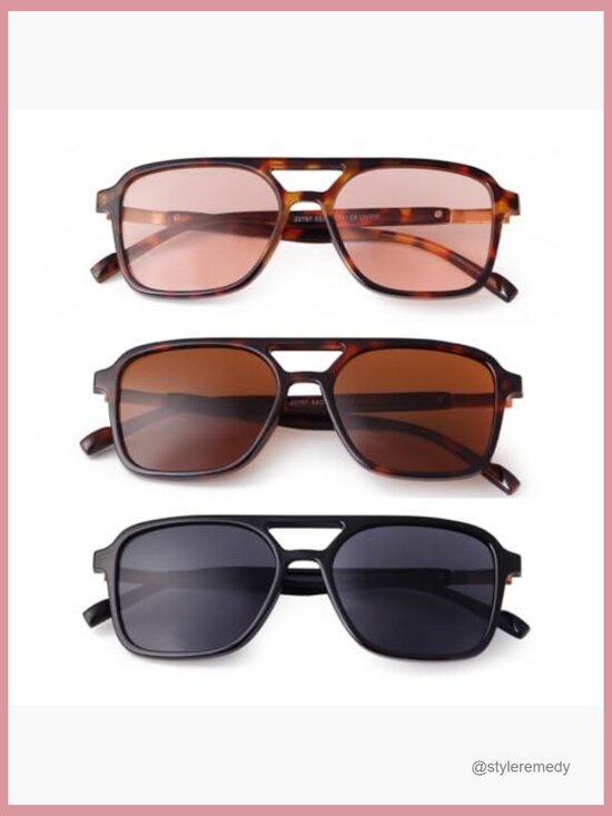 Retro Aviator Sunglasses with Plastic Frames and UV400 Protection main image 4